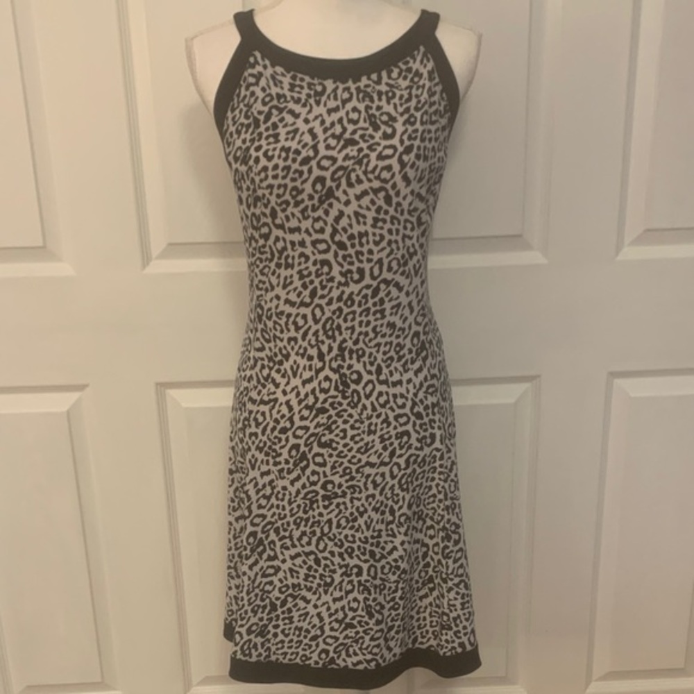 American Living Black and White Leopard Print Midi Dress
